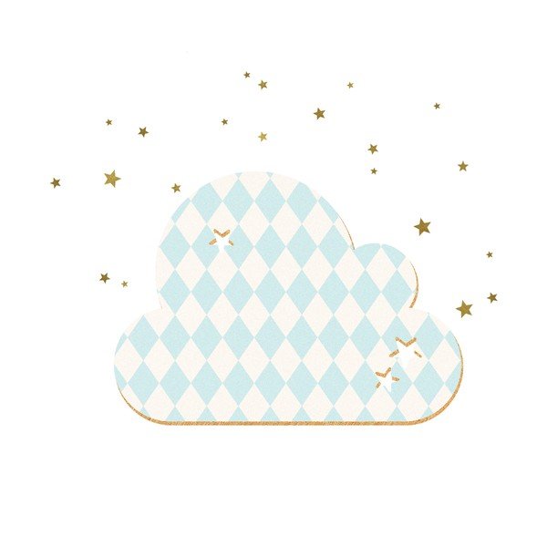 Dekorativní samolepící nástěnka Dekornik French Cloud Blue Stars, 57 x 40 cm