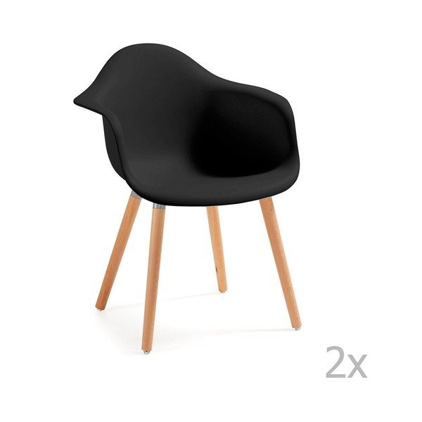 Sada 2 černých jídelních židlí La Forma Kenna