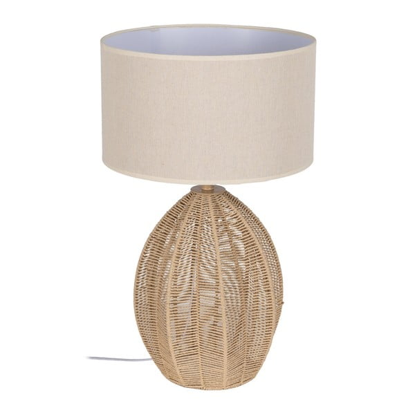 Lampada da tavolo in vimini con paralume in tessuto bianco (altezza 57 cm) - Ixia