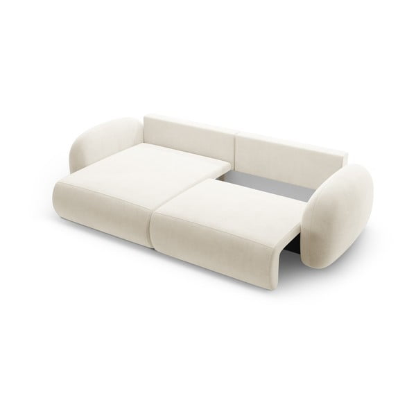 Divano angolare color crema allungabile/con contenitore con rivestimento in velluto Tonale – Cosmopolitan Design-image-3