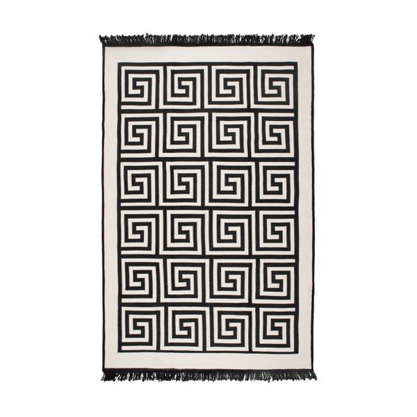 Tappeto bifacciale beige e nero Incorniciato, 80 x 150 cm - Cihan Bilisim Tekstil-image-1