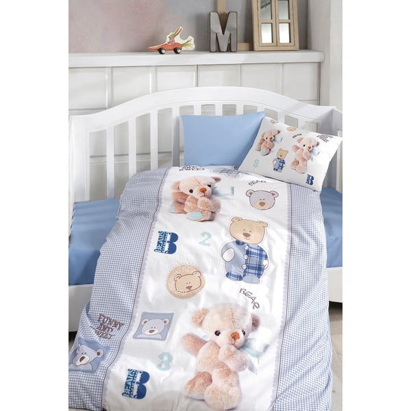 Lenzuola per culla 4 pezzi in cotone con lenzuolo 100x150 cm Blue Bear - Mila Home