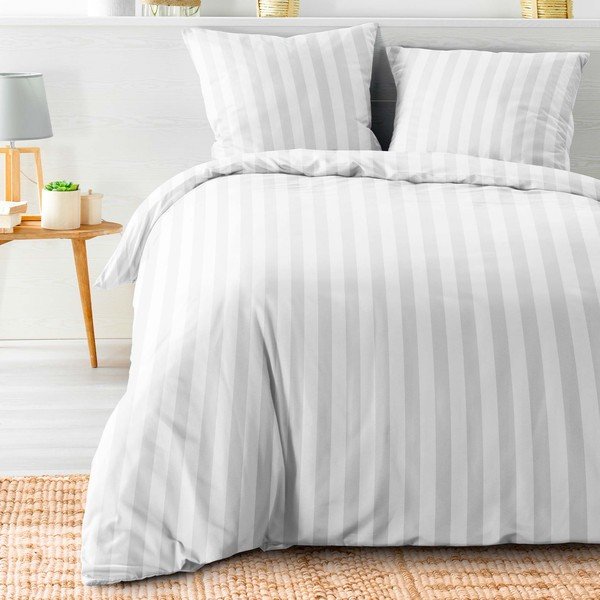 Biancheria da letto bianca in microfibra per letto matrimoniale/per letto prolungato 240x220 cm Cleo – douceur d'intérieur-image-1