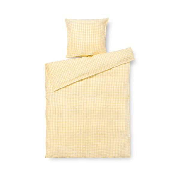 Lenzuola in crêpe allungato giallo e bianco per letto singolo 140x220 cm Bæk&Bølge - JUNA