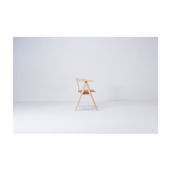 Panca in legno di quercia con seduta in pelle Ava - Gazzda-image-3