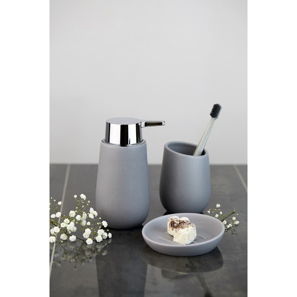 Dispenser di sapone in ceramica grigia 320 ml Badi - Wenko-image-1