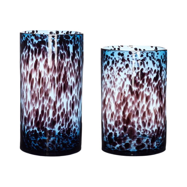 Set di 2 vasi in vetro fatti a mano blu/viola Hazy - Hübsch