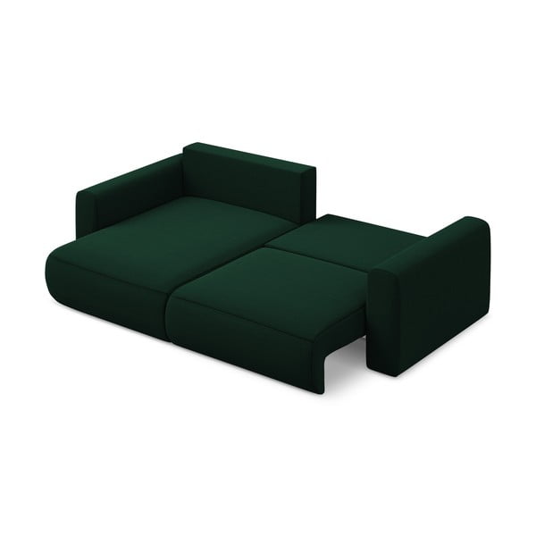 Divano angolare verde allungabile/con contenitore (con penisola a sinistra/con chaise lounge) con rivestimento in velluto Kapua – Makamii-image-4
