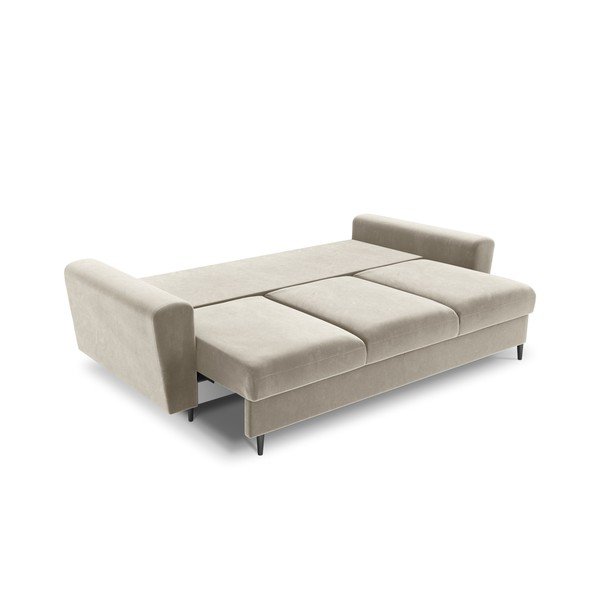 Divano beige allungabile e con contenitore con rivestimento in velluto 235 cm Kyoto – Cosmopolitan Design-image-2