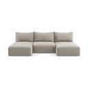 Divano angolare grigio tortora allungabile/con contenitore (a U) con rivestimento in velluto Kalena – Makamii