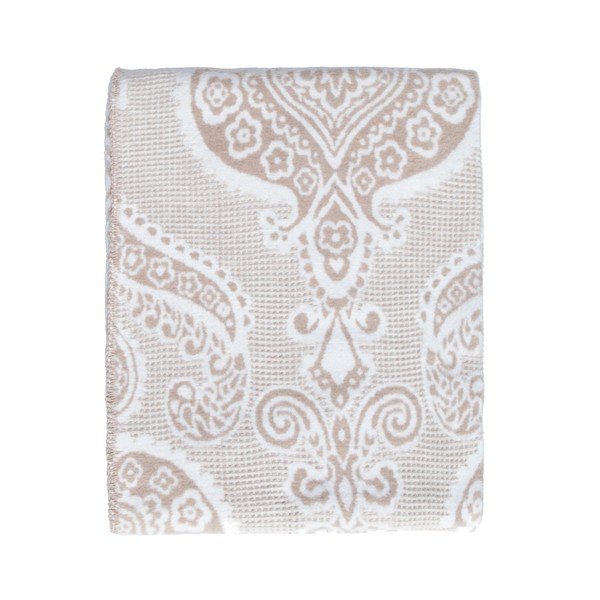 Coperta beige in misto cotone Simboli, 180 x 220 cm - Kate Louise-image-1