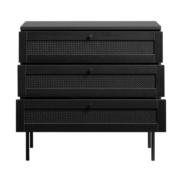 Cassettiera bassa nera in rovere 80x75 cm Pensacola - Unique Furniture-image-4