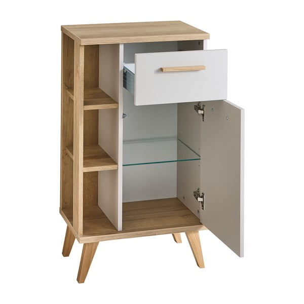 Mobile per bagno color crema e naturale con effetto rovere basso 50,5x89,5 cm Quickset 966 – Pelipal-image-2