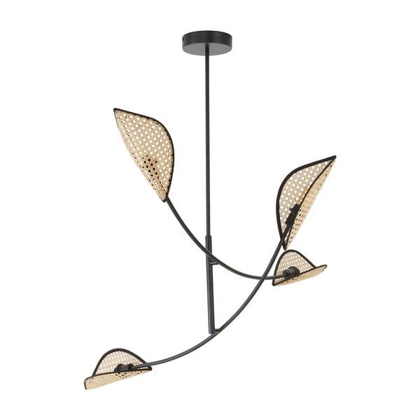 Lampada a sospensione nera con paralume in rattan Freja - Westwing Collection