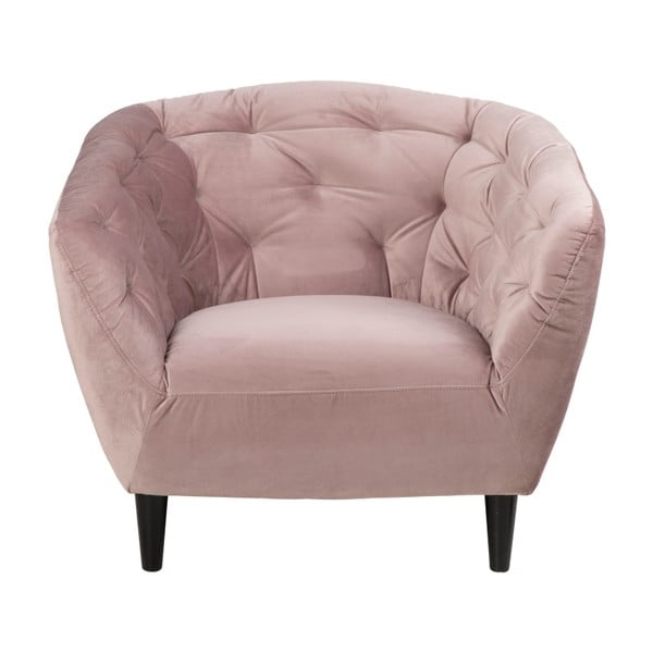 Poltrona in velluto rosa cipria Ria - Actona-image-3