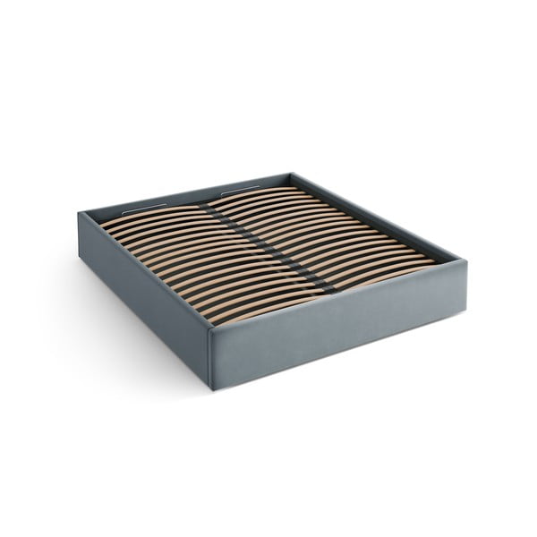 Letto matrimoniale imbottito azzurro con contenitore/senza testiera con rete inclusa 140x200 cm Susan – Micadoni 