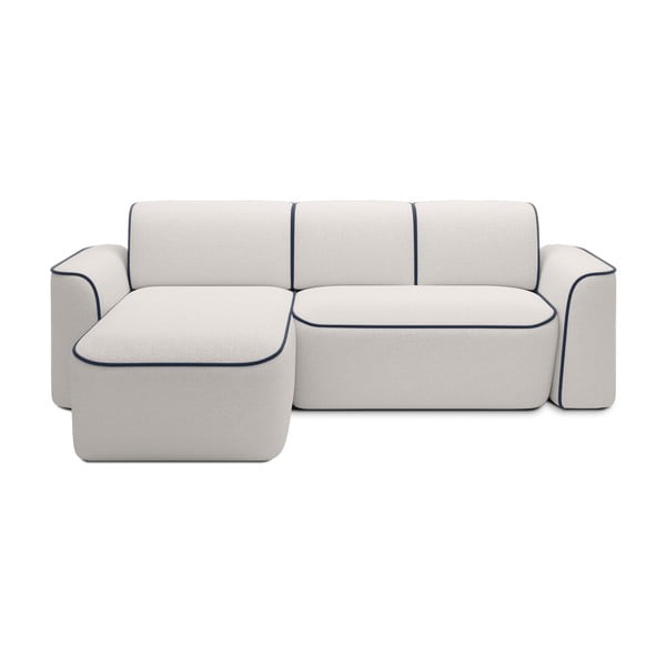 Divano angolare blu/color crema (con penisola a sinistra/con chaise lounge) e rivestimento in bouclé Ume – ELTAP