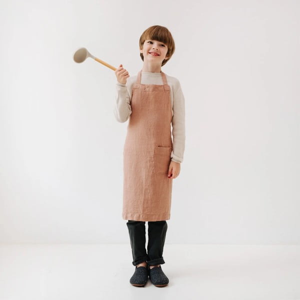 Grembiule di lino arancione per bambini, 57 x 47 cm Cafe Creme - Linen Tales-image-1