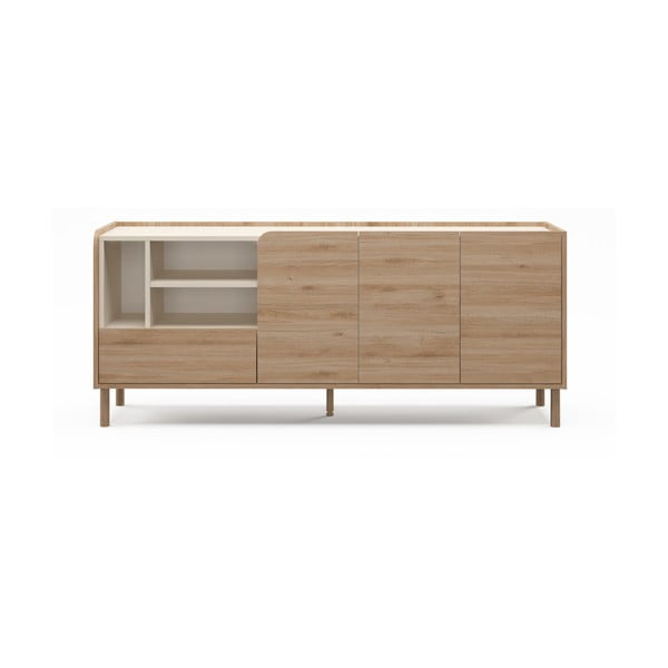 Cassettiera di colore naturale con effetto rovere 180x75,5x44 cm Monza – Marckeric