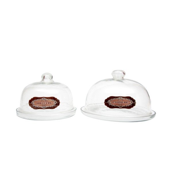 Set di 2 vassoi in vetro con coperchio Patisserie - Antic Line
