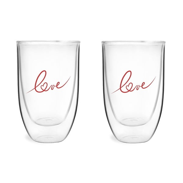 Set di 2 bicchieri a doppia parete con stampa Love , 350 ml - Vialli Design