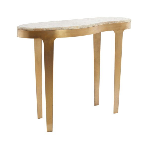 Tavolo consolle color bronzo/grigio tortora con piano in marmo 40x110 cm Giulio – Light & Living