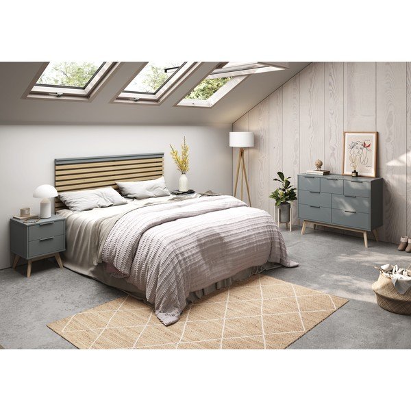 Testiera di colore naturale/verde polveroso con effetto pino 163x100 cm Estefania – Marckeric-image-1