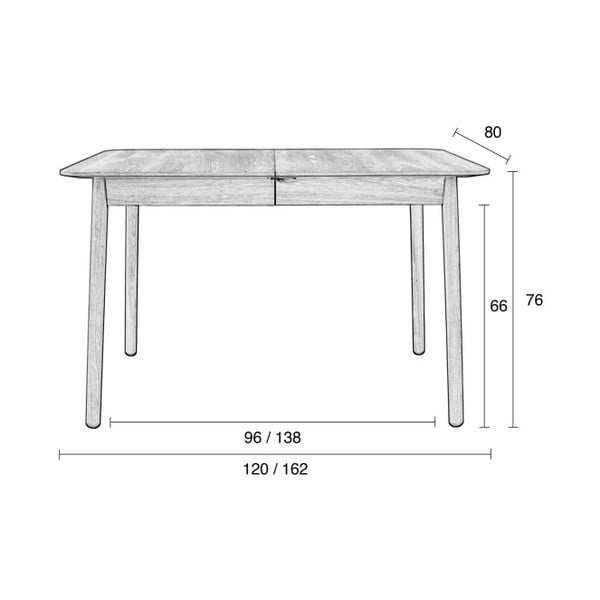Tavolo da pranzo pieghevole , 120 x 80 cm Glimps - Zuiver-image-3