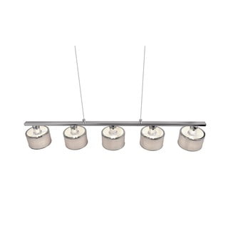 Lampada a sospensione in beige e argento con paralume in tessuto Kaprun - Trio