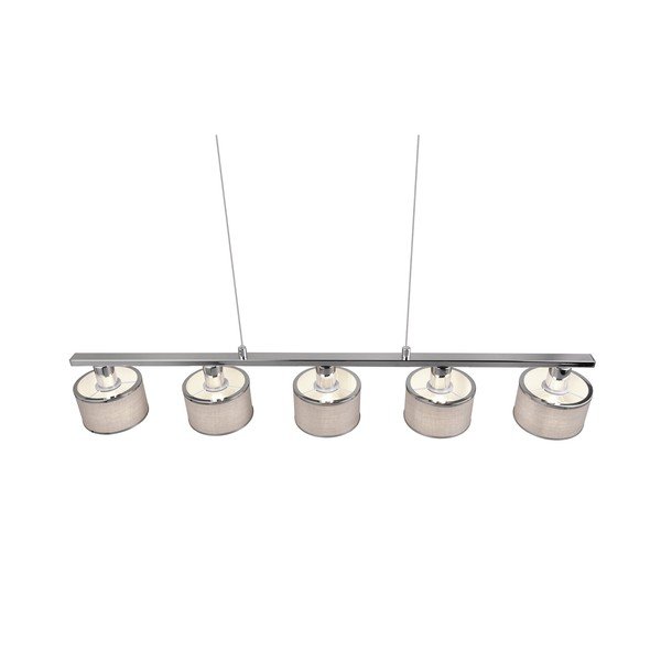 Lampada a sospensione in beige e argento con paralume in tessuto Kaprun - Trio-image-1
