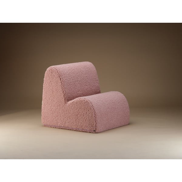 Poltrona per bambini rosa con rivestimento in bouclé Cloud – Wigiwama-image-4