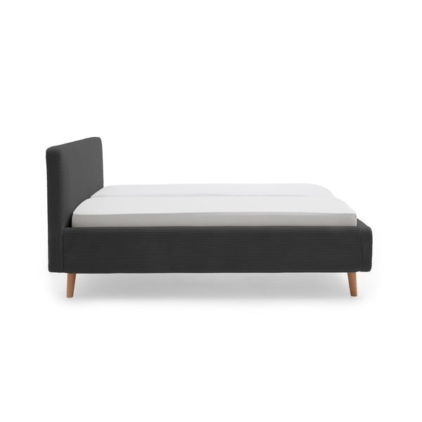 Letto matrimoniale imbottito color antracite rete non inclusa 160x200 cm Mattis Cord – Meise Möbel-image-3