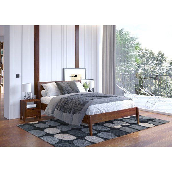 Letto matrimoniale in legno di pino con trama tipo noce 180 x 200 cm Visby Radom - Skandica-image-3
