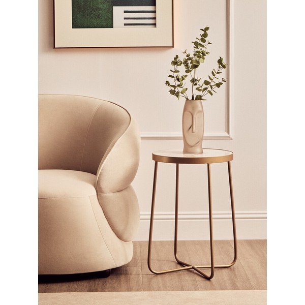 Tavolino rotondo con piano in marmo ø 36 cm Shalimar – Premier Housewares-image-1