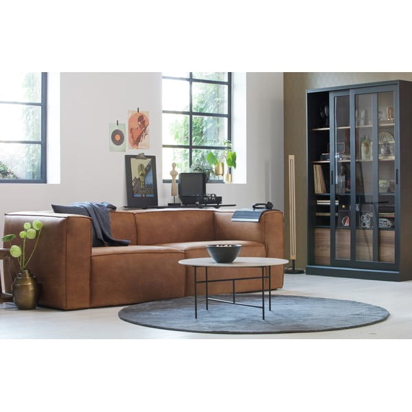 Vetrina nera in legno di pino con ante scorrevoli 125x200 cm James - WOOOD-image-1