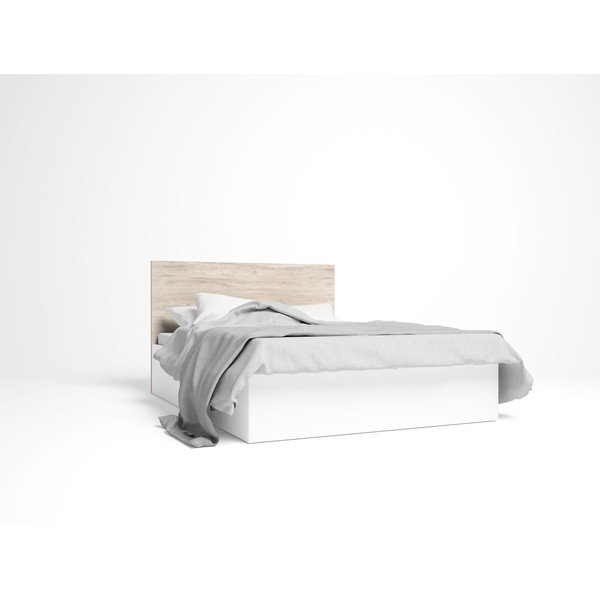 Letto matrimoniale bianco con contenitore e griglia 160x200 cm Sahara - Marckeric