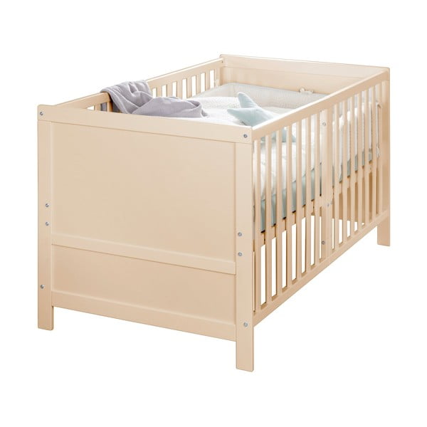 Lettino di colore naturale con sponde rimovibili e altezza regolabile 70x140 cm Easy Sleep – Roba-image-3