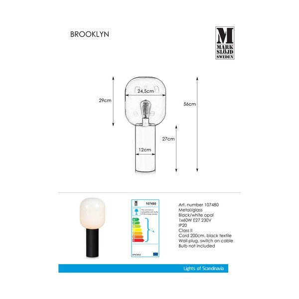Lampada da tavolo bianca Brooklyn Smoke, ø 24 cm - Markslöjd-image-2