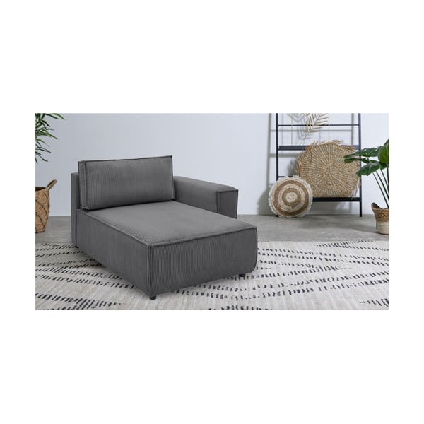 Modulo divano in velluto a coste grigio scuro, angolo destro Nihad modular - Bobochic Paris-image-1