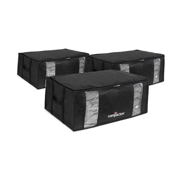 Scatole in set sottovuoto nere in plastica 3 pz 65x45x27 cm Black Edition – Compactor-image-2