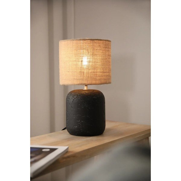 Lampada da tavolo con paralume in juta di colore nero e naturale (altezza 32,5 cm) Montagna - Markslöjd-image-1