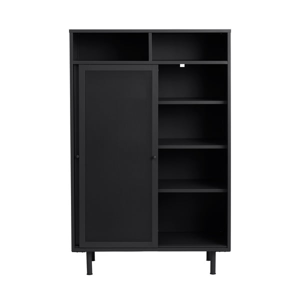 Armadietto nero in metallo con ante scorrevoli 90x140x40 cm Veep – Unique Furniture-image-2