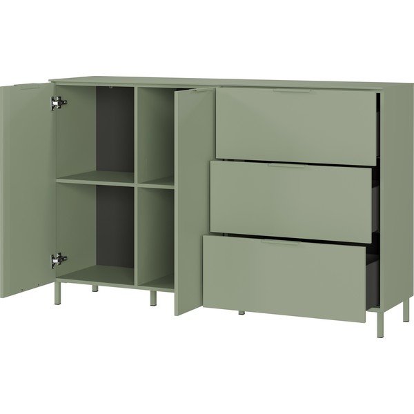 Cassettiera verde opaca 151x98x40 cm Savoca – Germania-image-3