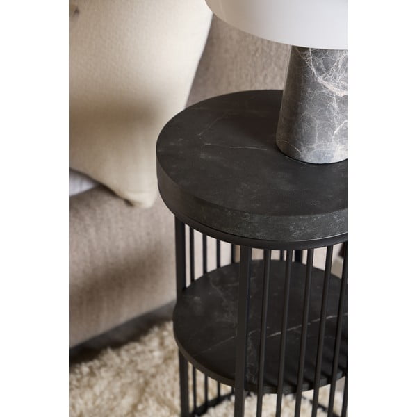 Comodino nero con piano effetto marmo Strington - Actona-image-2