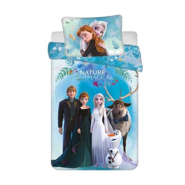 Set copripiumino e federa da bambini blu in cotone per culla 100x135 cm Frozen "Blue" – Jerry Fabrics
