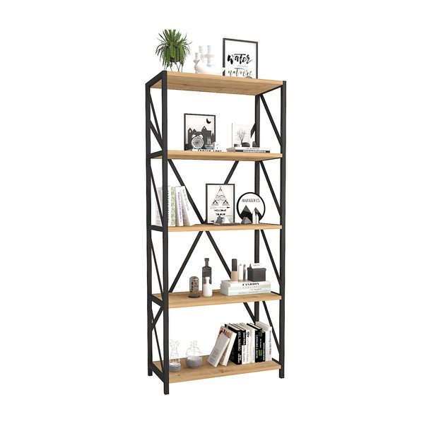 Scaffale in pino nero naturale 64x150 cm Eser - Gauge Concept-image-2