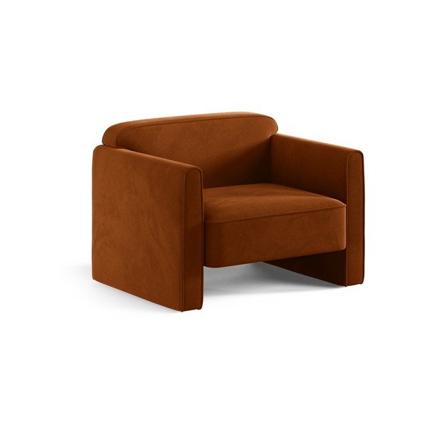 Poltrona color terracotta con rivestimento in velluto Abby – Micadoni 