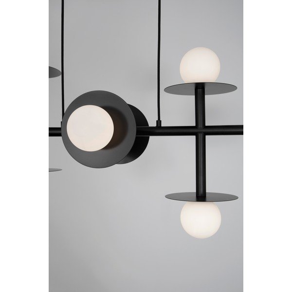 Lampadario bianco/nero in metallo con paralume in vetro Pielo – Nova Luce-image-2