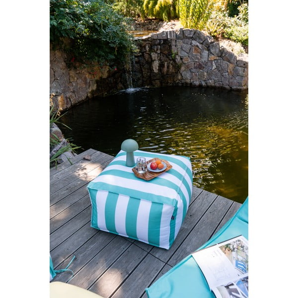 Pouf da giardino bianco e verde – Bonami Essentials-image-1