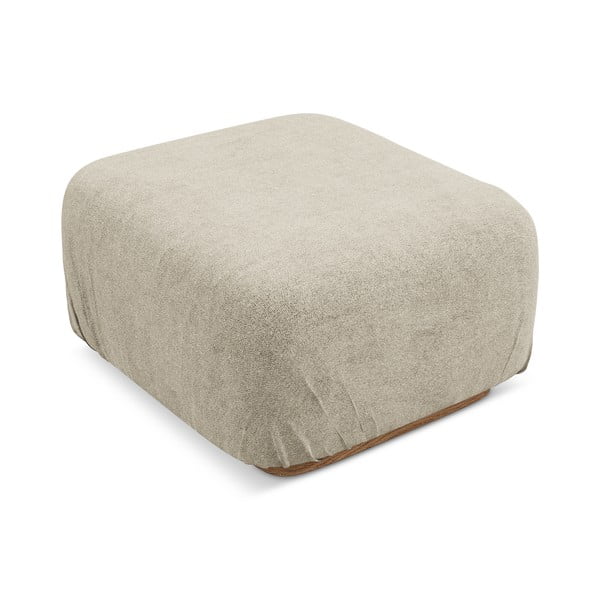 Poggiapiedi componibile beige con rivestimento in bouclé Ailani – Makamii-image-1